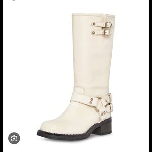 Women's Cream Leather Boots